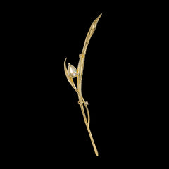 Diamond Blades of Grass Brooch. Lab-Grown Simulated Diamond