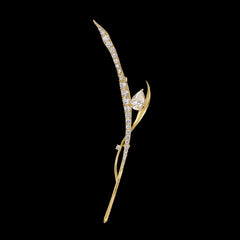Diamond Blades of Grass Brooch. Lab-Grown Simulated Diamond
