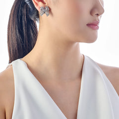 Diamond Dentelle Bow Studs