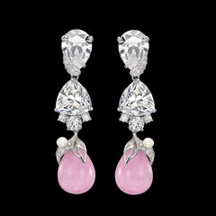 Diamond Lavender Drop Berry Earrings