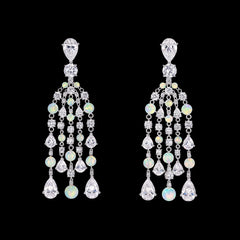 Diamond Opal Raindrop Earrings