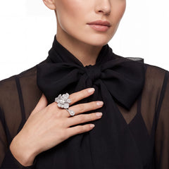 Diamond Peony Butterfly Ring