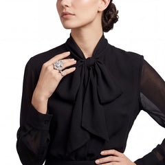 Diamond Peony Butterfly Ring