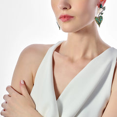 Emerald Acorn Heart Earrings