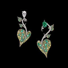 Emerald Acorn Heart Earrings