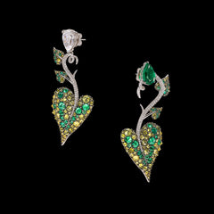 Emerald Acorn Heart Earrings