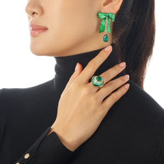 Emerald Bardot Bow Earrings