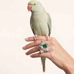 Emerald Blossom Ring. Lab-Grown Emerald