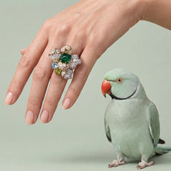 Emerald Blossom Ring. Lab-Grown Emerald