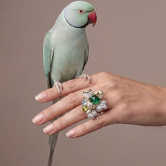 Emerald Blossom Ring. Lab-Grown Emerald