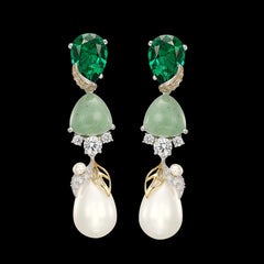 Emerald Jade Pearl Berry Earrings