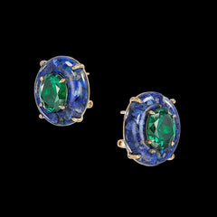 Emerald Lapis Pebble Earrings