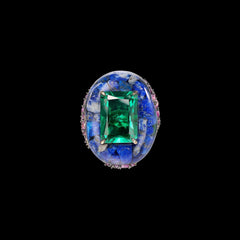 Emerald Lapis Pebble Ring