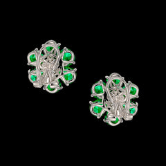 Emerald Marguerite Daisy Earrings. Lab-Grown Emerald