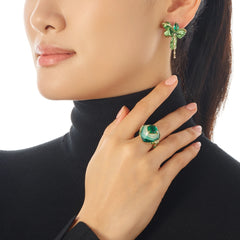 Emerald Mini Bow Earrings