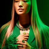 Emerald Sapphire Tutti Frutti Necklace, Necklace, Anabela Chan Joaillerie - Fine jewelry with laboratory grown and created gemstones hand-crafted in the United Kingdom. Anabela Chan Joaillerie is the first fine jewellery brand in the world to champion laboratory-grown and created gemstones with high jewellery design, artisanal craftsmanship and a focus on ethical and sustainable innovations.