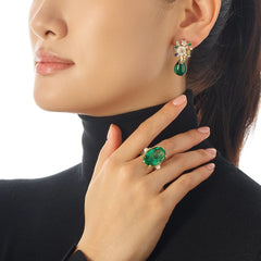 Emerald Poppy Brooch