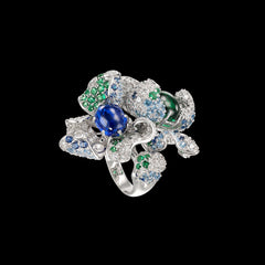 Emerald Sapphire Blossom Ring