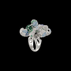 Emerald Sapphire Blossom Ring