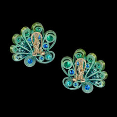 Emerald Sapphire Chanterelle Earrings