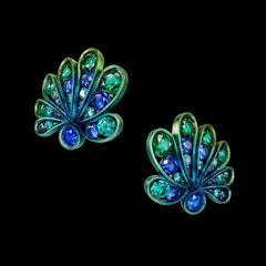 Emerald Sapphire Chanterelle Earrings
