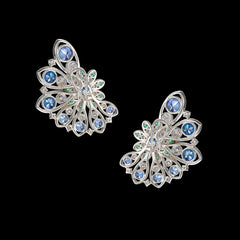 Emerald Sapphire Pinecone Earrings