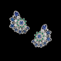 Emerald Sapphire Pinecone Earrings