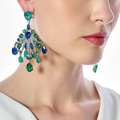 Emerald Sapphire Starburst Earrings
