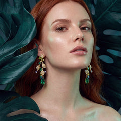 Emerald Triteia Earrings. Lab-Grown Emerald