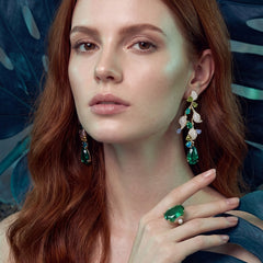 Emerald Triteia Earrings. Lab-Grown Emerald