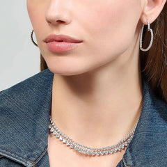 Petite Eternity Heart Necklace. White Gold