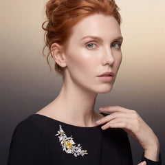 Posie Canary Brooch. Lab-Grown Simulated Diamond