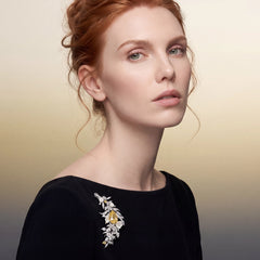 Posie Canary Brooch. Lab-Grown Simulated Diamond