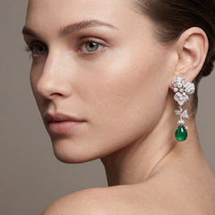 Orchid Emerald Earrings. Lab-Grown Emerald
