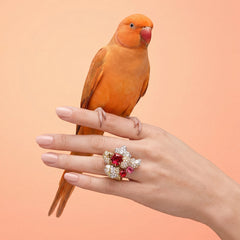 Ruby Blossom Ring. Lab-Grown Ruby