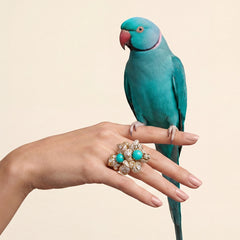 Turquoise Blossom Ring. Lab-Grown Turquoise