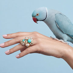 Turquoise Blossom Ring. Lab-Grown Turquoise