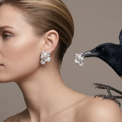 White Blossom Pearl Earrings. Freshwater Pearl