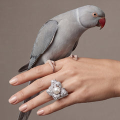 White Mini Blossom Ring. Freshwater Pearl