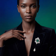 Emerald Fleurs D'Elixir Brooch. Lab-Grown Emerald