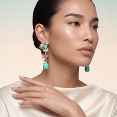 Orchid Turquoise Earrings. Lab-Grown Turquoise