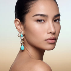 Orchid Turquoise Earrings. Lab-Grown Turquoise