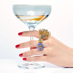 Sapphire Spirulina Petunia Ring