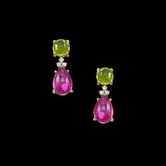 Fuchsia Peridot Tutti Frutti Drops. Lab-Grown Sapphire