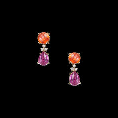 Fuchsia & Orange Sapphire Tutti Frutti Drops. Lab-Grown Sapphire