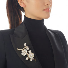Gold Cherry Blossom Brooch