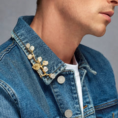 Gold Cherry Branch Brooch