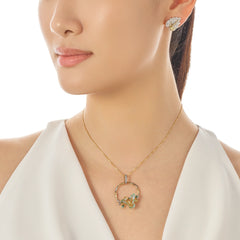 Aqua Orchard Hoop Pendant
