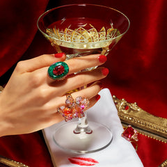 Peacock Malachite Pebble Ring