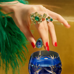 Emerald Peony Ring